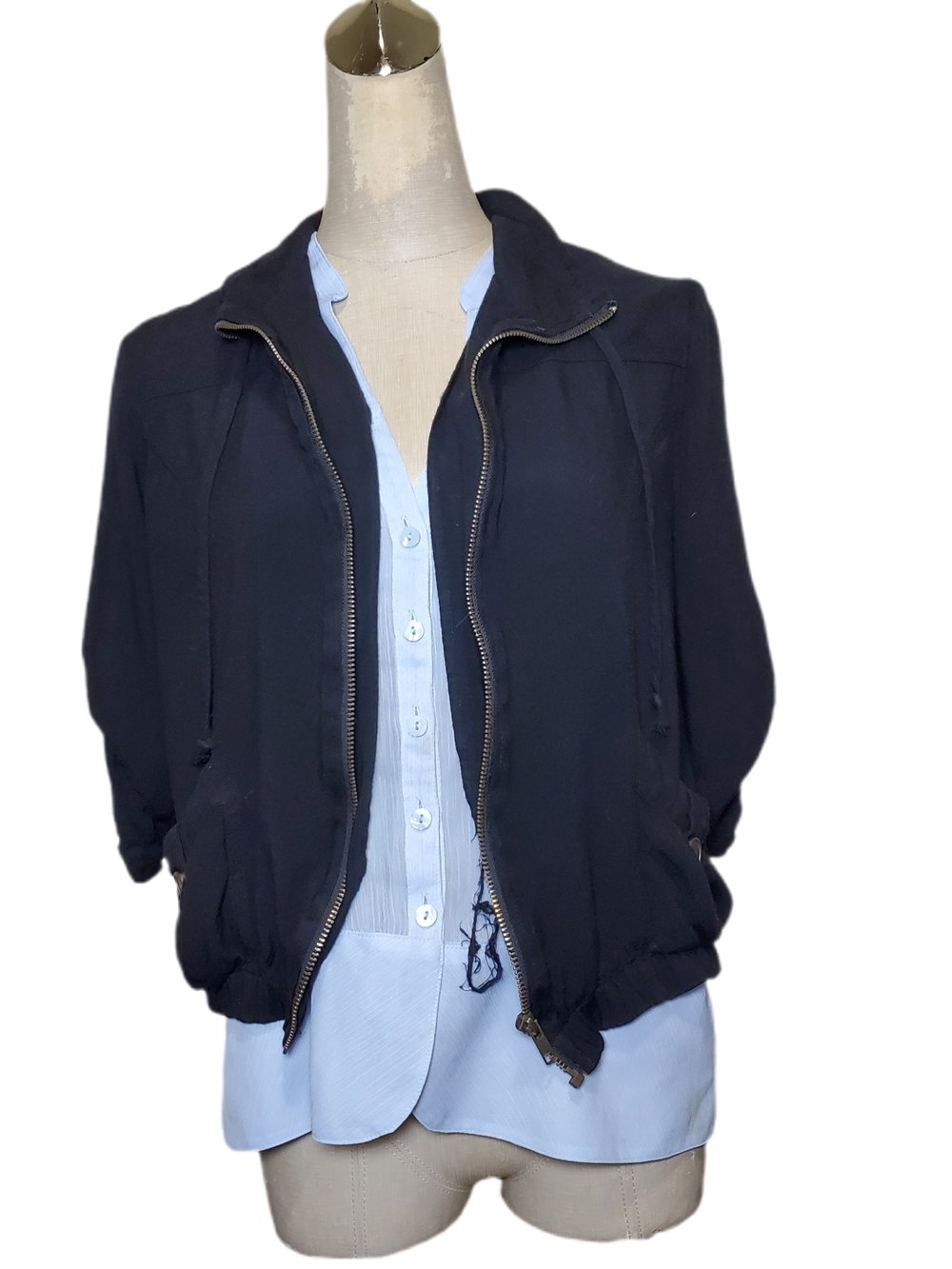 Papaya Black Zip-Front Cropped Jacket Sz M